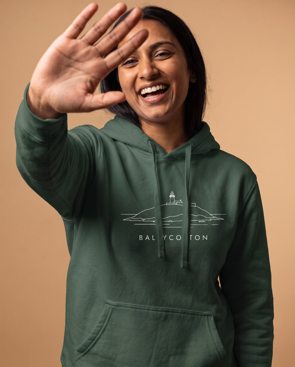 Ballycotton Hoodie, worn on the coast