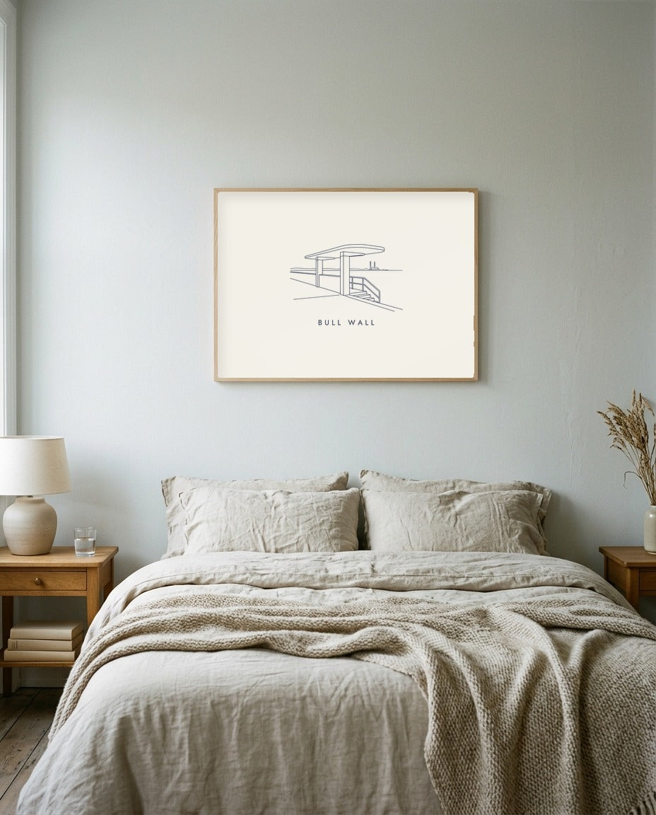 Bull Wall Framed Print, on the wall