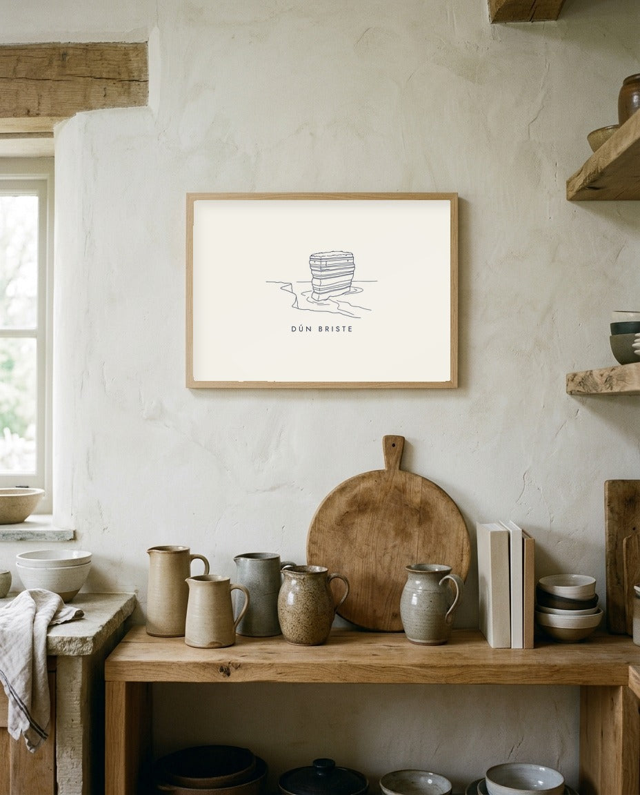 Dún Briste Framed Print, on the wall