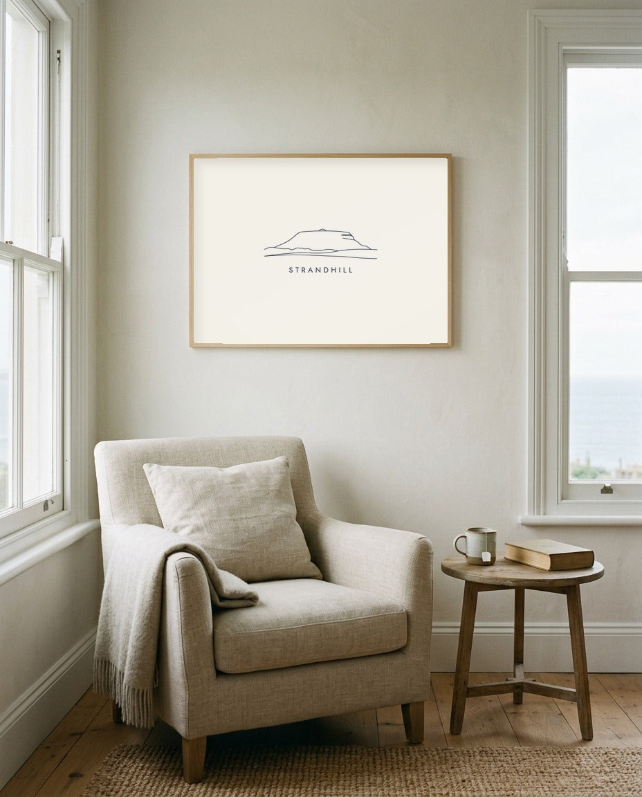 Strandhill Framed Print, on the wall