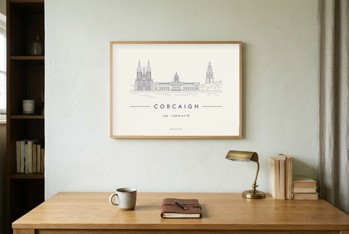 Cork Framed Print, on the wall, wide