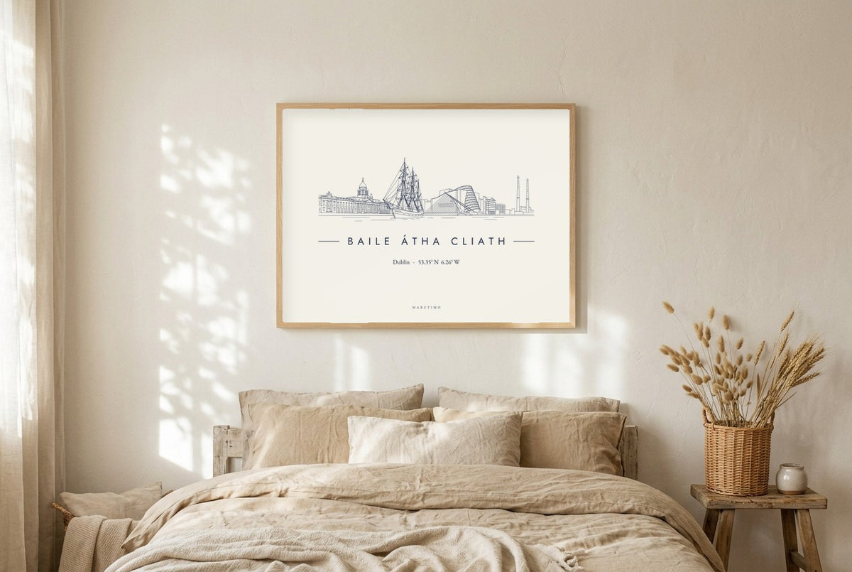 Dublin Docklands Framed Print, on the wall, wide