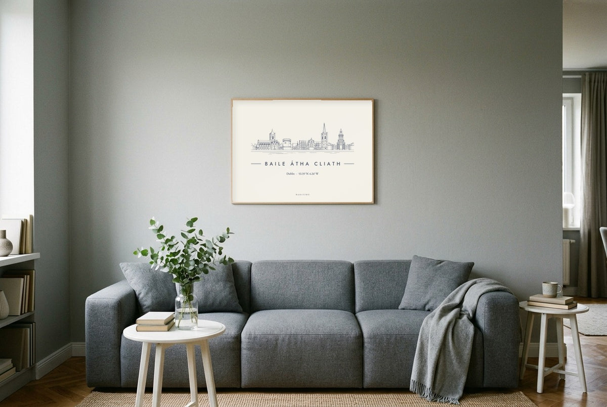 Old Dublin Framed Print, on the wall, wide