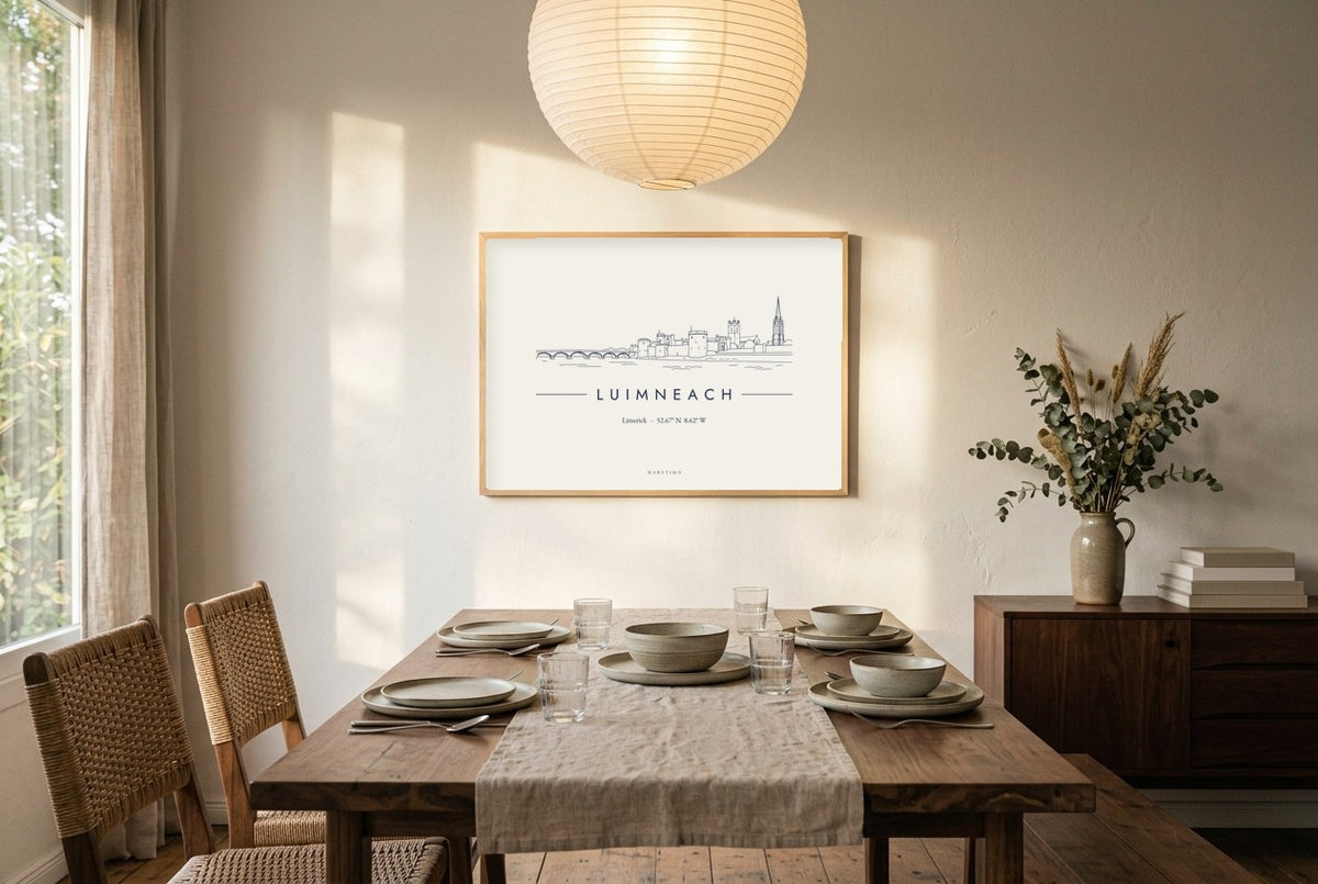 Limerick Framed Print, on the wall, wide