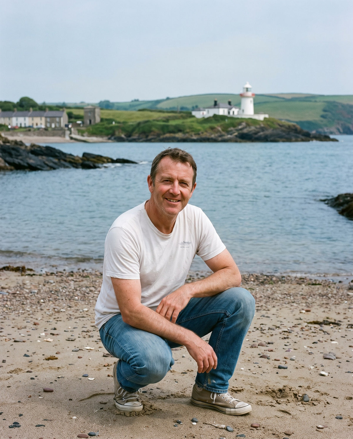 Roches Point Tee, worn on the coast