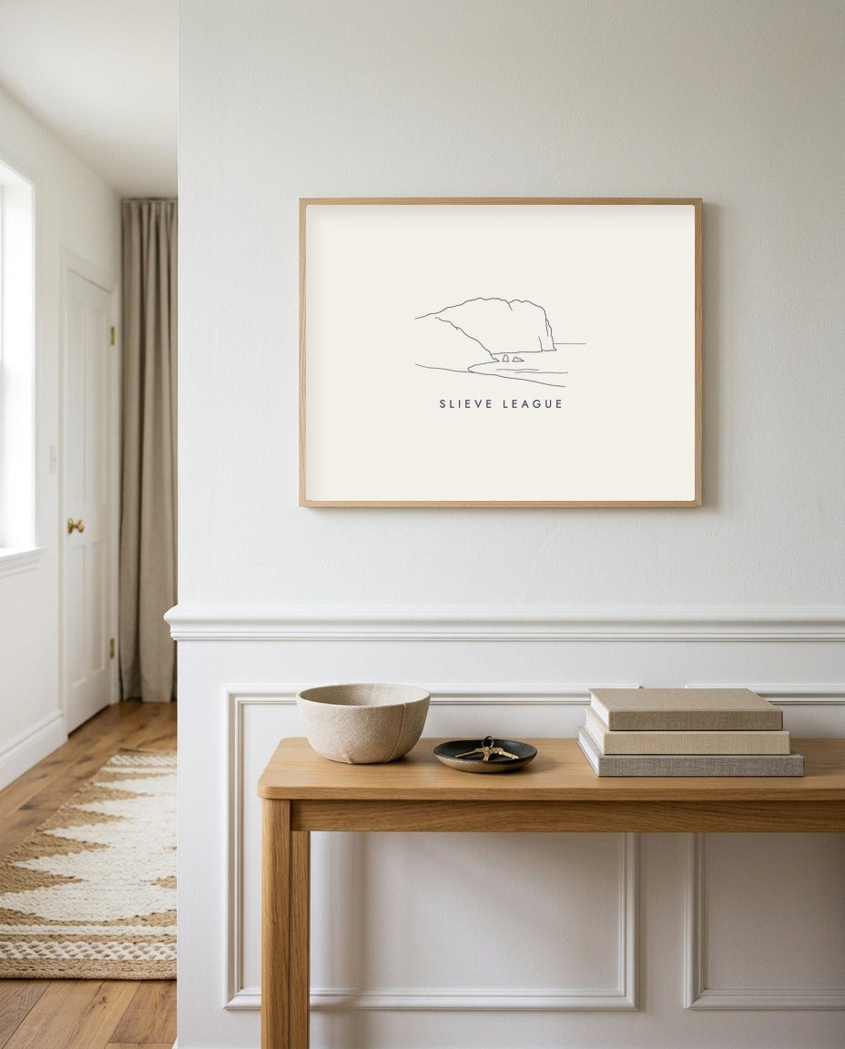 Slieve League Framed Print, on the wall