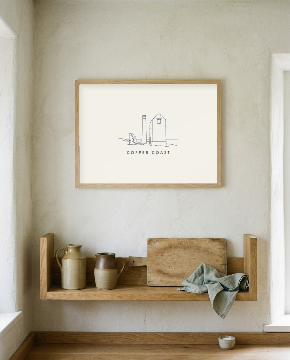 Copper Coast Framed Print, on the wall